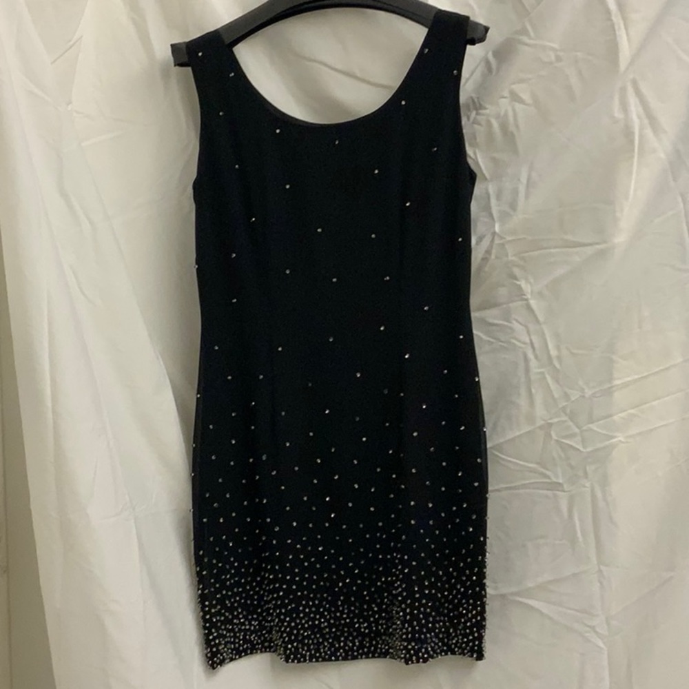 Black Crystal-jeweled Above-the-knee Evening Dress